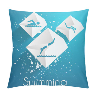 Personality  Swimming Banner  Vector Illustration   Pillow Covers
