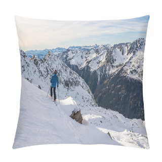 Personality  Skiing Some Big Terrain In Chamonix, France Pillow Covers