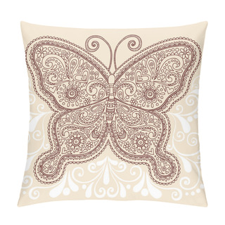 Personality  Butterfly Henna Mehndi Pasiley Doodle Vector Pillow Covers