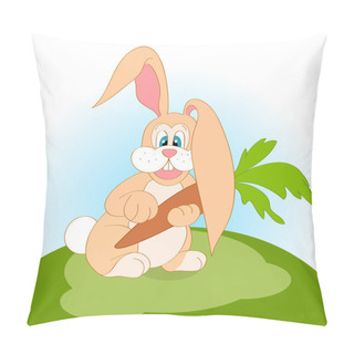 Personality  Illustration Of Cartoon Rabbit With Carrot Pillow Covers