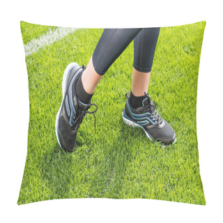 Personality  Sportswoman Standing On Grass  Pillow Covers