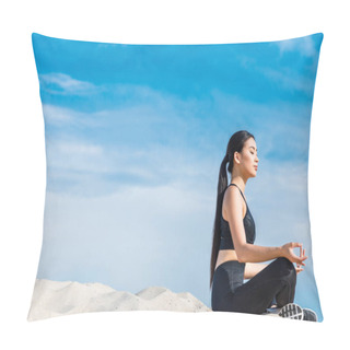 Personality  Asian Woman Meditating In Lotus Pose  Pillow Covers