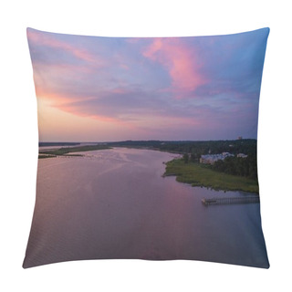 Personality  Sunset On Mobile Bay From Daphne, Alabama Bayfront Park In July 2019. Pillow Covers