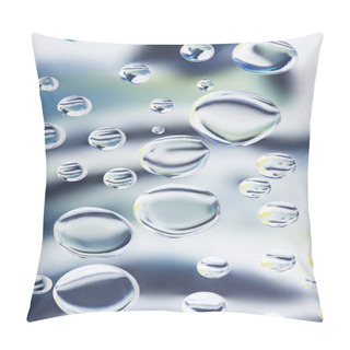 Personality  Close-up View Of Beautiful Transparent Water Drops On Light Blurred Background Pillow Covers