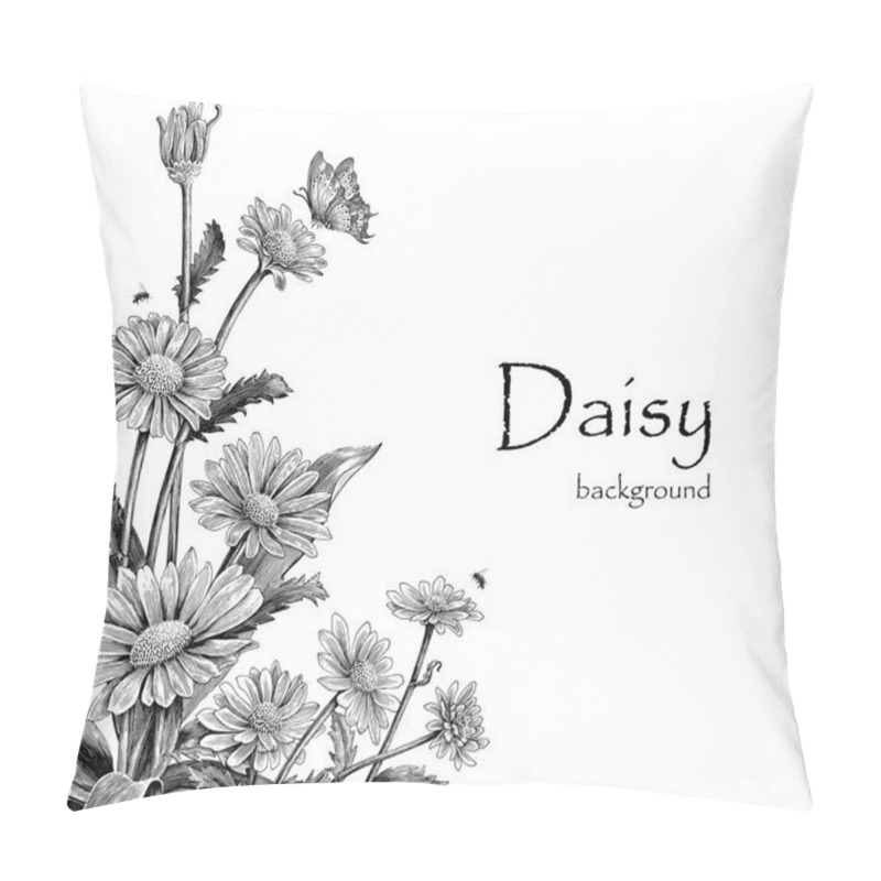 Personality  Daisy flowers hand drawing vintage on white background pillow covers