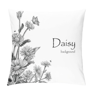 Personality  Daisy Flowers Hand Drawing Vintage On White Background Pillow Covers