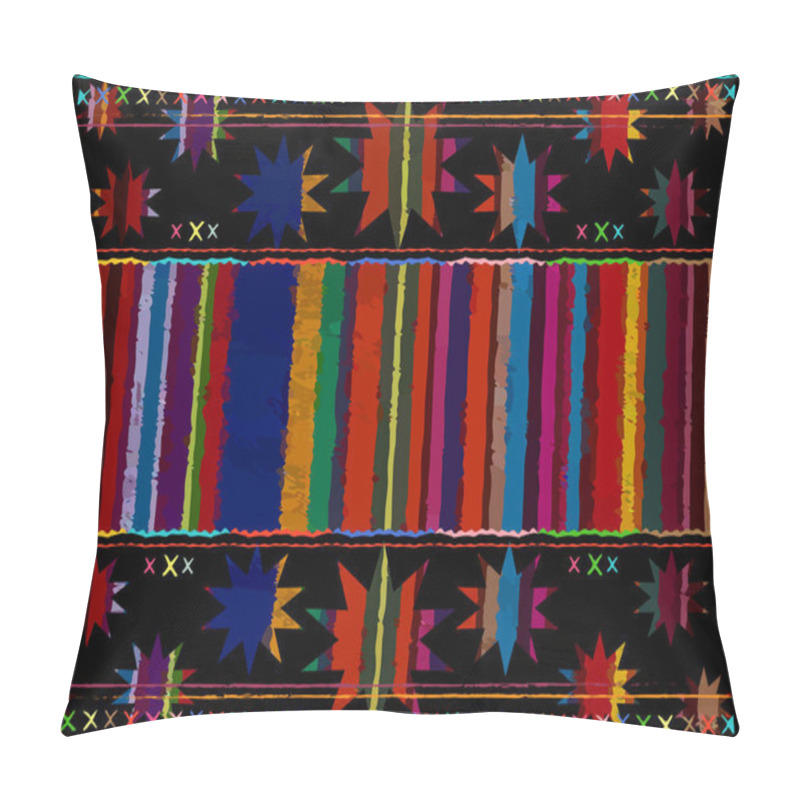 Personality  Mexican ethnic embroidery, Tribal art ethnic pattern. Colorful Mexican Blanket Stripes Folk abstract geometric repeating background texture, Vector striped carpet Fabric design multi color background  pillow covers