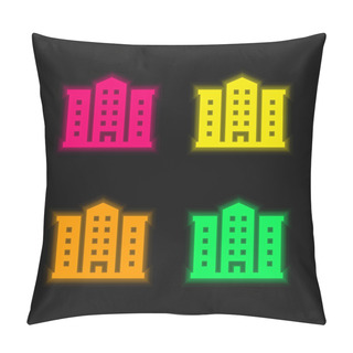 Personality  Apartment Four Color Glowing Neon Vector Icon Pillow Covers