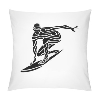 Personality  Creative Silhouette Of Surfer Pillow Covers