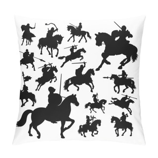 Personality  Knight On Horse Silhouettes. Good Use For Symbol, Logo, Web Icon, Mascot, Sign, Or Any Design You Want. Pillow Covers