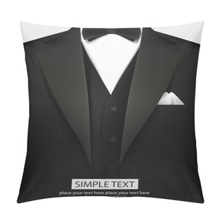 Personality  Tuxedo Vector Background With Bow Pillow Covers