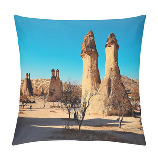 Personality  Cappadocia, Turkey. Fairy Chimney. Multihead Stone Mushrooms In The Valley Of The Monks. Pasabag Valley Pillow Covers