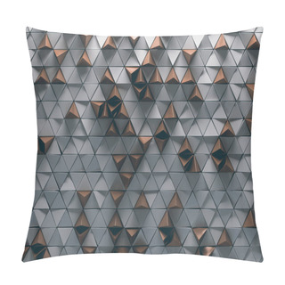 Personality  3d Abstract Wall With Triangles Pattern. High Quality Textured White Material And Sparkle Glitter Gold Shader. Modern Background. Pillow Covers