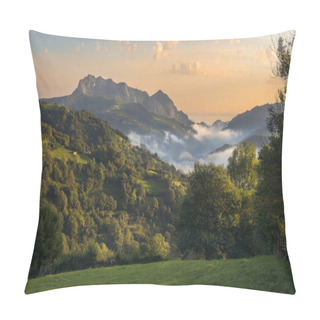 Personality  Beautiful Light Over Monsacro Mountain At Dawn, Asturias Pillow Covers
