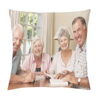 Personality  Senior Couples Attending Book Reading Group Pillow Covers