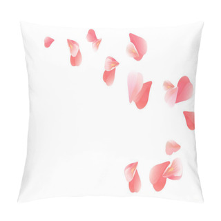 Personality  Pink Red Flying Petals Isolated On White. Sakura Roses Petals. Vector Pillow Covers