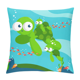 Personality  Sea Turtles. Vector Illustration Pillow Covers