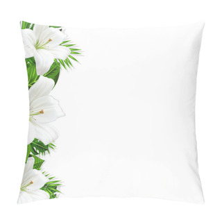 Personality  Frame Branch Tropical Leaves And White Flowers Lily Pillow Covers