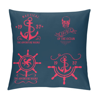 Personality  Nautical Marine, Badge Design. Pillow Covers