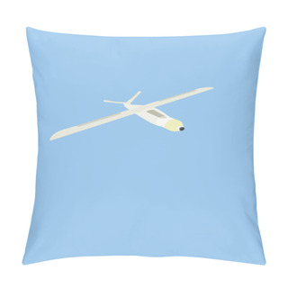 Personality  Illustration Of Unmanned Aerial Vehicle With Camera Flying Isolated On Blue  Pillow Covers