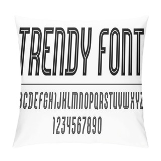 Personality  Trendy Font, Simple Alphabet, Uppercase Black Letters And Numbers Pillow Covers