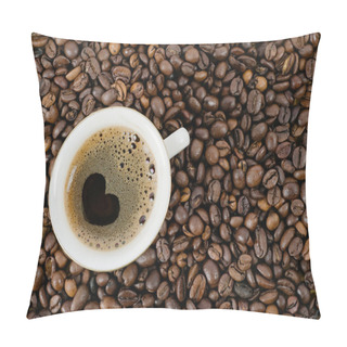Personality  Background From Coffee Grains And A Cup From Coffee, The Top Vie Pillow Covers