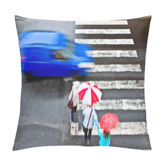 Personality  Pedestrian Crossing With Car Pillow Covers