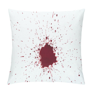 Personality  Top View Of Blood Splash With Small Droplets On White Surface Pillow Covers