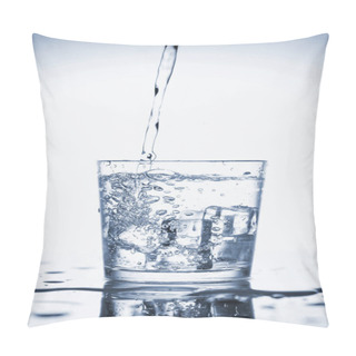 Personality  Clear Mineral Water Is Poured Into A Glass With Ice.  Pillow Covers
