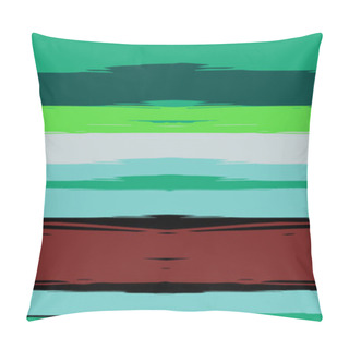 Personality  Green, Turquoise Vector Watercolor Sailor Stripes Trendy Seamless Summer Pattern. Horizontal Brushstrokes Retro Vintage Grunge Fabric Fashion Design. Ink Painted Doodle Trace, Geometric Uneven Print Pillow Covers