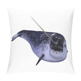 Personality  3D Rendering Male Narwhal On White Pillow Covers
