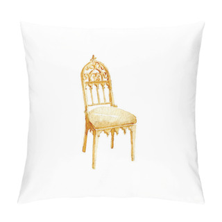 Personality  Gothic Chair With On White Background. Watercolor Painting On Paper. Pillow Covers