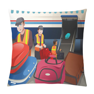 Personality  Workers Loading Luggage Into An Airplane In The Airport Pillow Covers