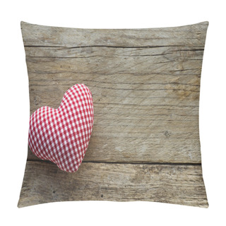Personality  Cloth Heart With Red White Pattern On Rustic Old Wood Pillow Covers