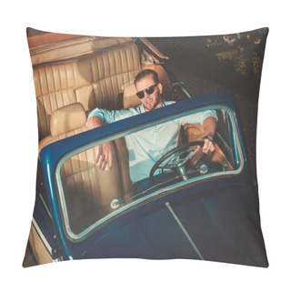 Personality  Man Behind Classic Convertible Steering Wheel Pillow Covers