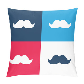 Personality  Big Moustache Blue And Red Four Color Minimal Icon Set Pillow Covers