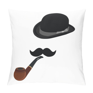 Personality  Bowler Hat, Smoking Pipe And Mustache Pillow Covers