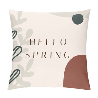 Personality  Modern Square Design Template With Abstract Shapes, Botanical Elements And Sample Text. Trendy And Stylish Vector Illustration, Social Media Post, Newsletter, Brochure Design In Warm, Earthy Colors. Pillow Covers