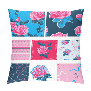 Personality  Bold Floral Rose Vector Patterns Pillow Covers