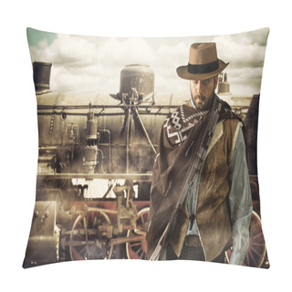 Personality  Gunfighter At The Train Station. Pillow Covers