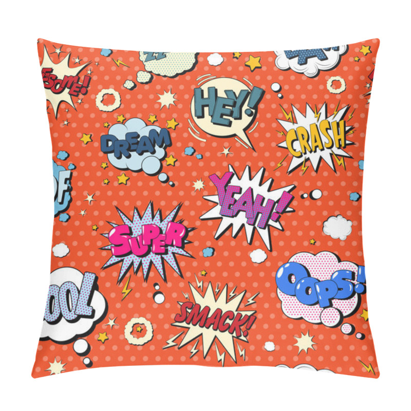 Personality  Comics Bubbles Seamless Pattern In Pop Art Style Pillow Covers