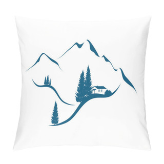 Personality  Alpine Mountain Landscape With Chalet And Firs Pillow Covers