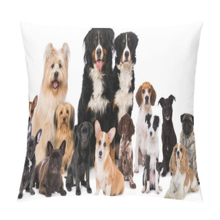 Personality  Group Of Dogs Isolated On White Background Pillow Covers
