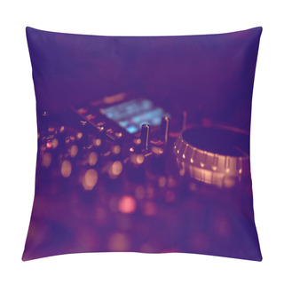 Personality  Dj Mixes The Track In The Nightclub At Party. DJ Hands In Motion Pillow Covers