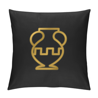 Personality  Ancient Jar Outline In A Museum Gold Plated Metalic Icon Or Logo Vector Pillow Covers