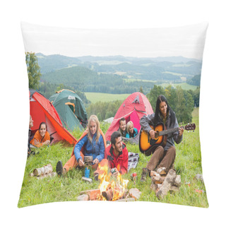 Personality  Camping Students Listening Girl With Guitar Tents Pillow Covers