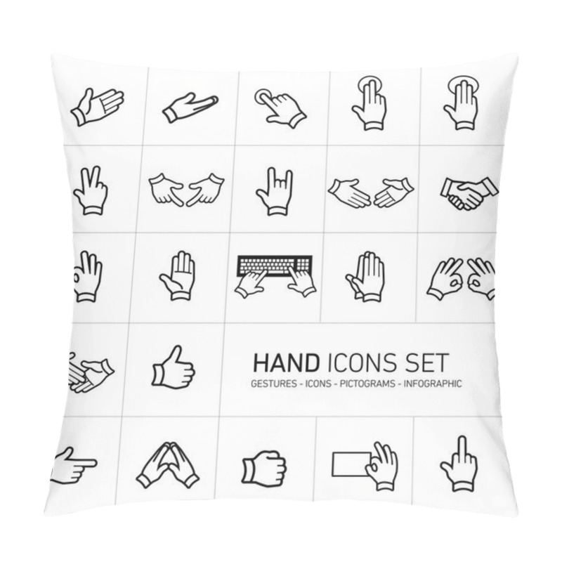 Personality  Hand Icons Set Pillow Covers