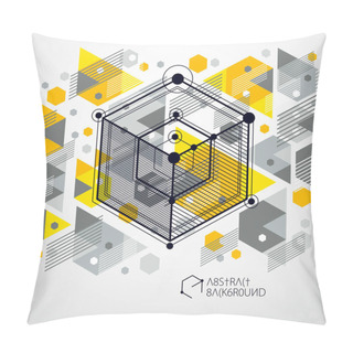 Personality  Isometric Abstract Yellow Background With Linear Dimensional Cub Pillow Covers