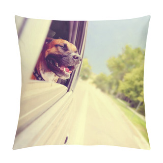 Personality  Pit Bull Riding In Car Pillow Covers