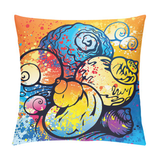 Personality  Composition Of Colorful Abstract Seashells On The Beach With Spr Pillow Covers